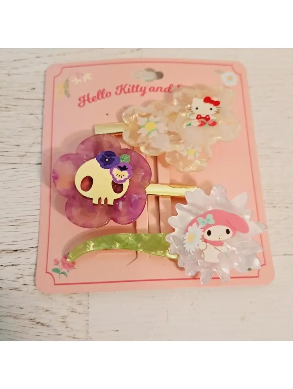 Sanrio Hello Kitty & Friends Floral Hair Clip Set Kuromi Kawaii Twee Cottagecore